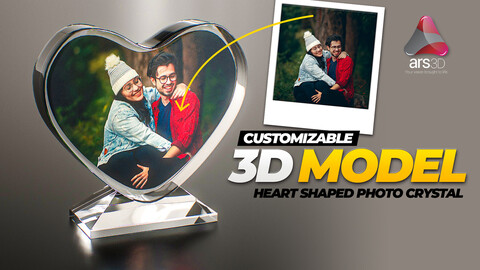 Photo Heart Crystal Low-poly 3D model