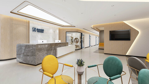 Dental clinic reception. hospital corridor 3d models