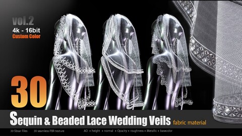 30 Sequin and Beaded Lace Wedding Veils fabric materials