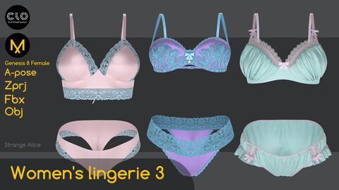 Women's lingerie 3. Clo3d, Marvelous Designer projects.