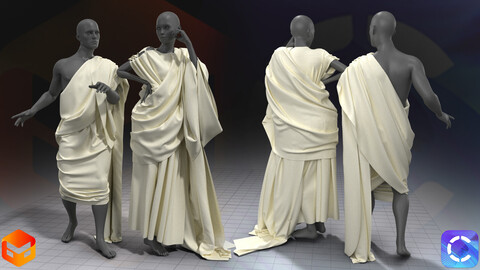 Male and female Greek himation - Antique clothing. CLO (MD) zprj+obj