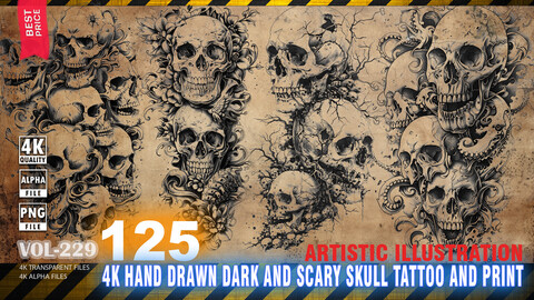 125 4K HAND DRAWN DARK AND SCARY TATTOO AND PRINT - ARTISTIC ILLUSTRATION - HIGH END QUALITY RES - (TRANSPARENT & ALPHA) - VOL229