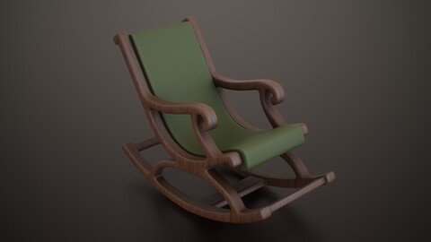 Antique Relaxing Wooden Chair Low-poly 3D model