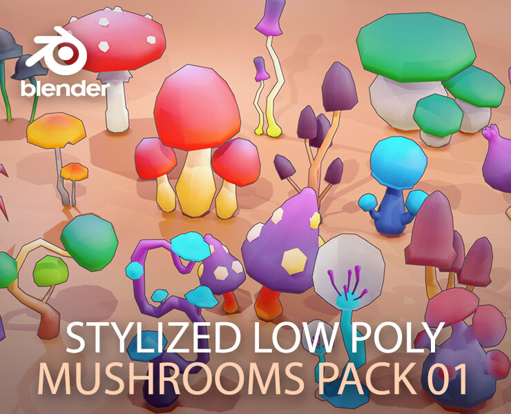 ArtStation - Stylized Low Poly Mushrooms Pack 01 | Game Assets