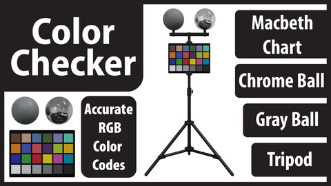 Color Checker with Chrome ball , Gray ball and Tripod