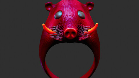 Pig Head Ring 3d Model