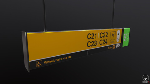 Airport Sign Board 003 Low-poly 3D model