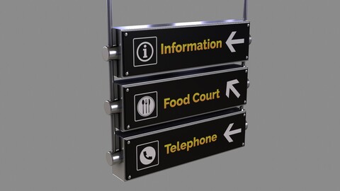 Airport Sign Board 005 Low-poly 3D model