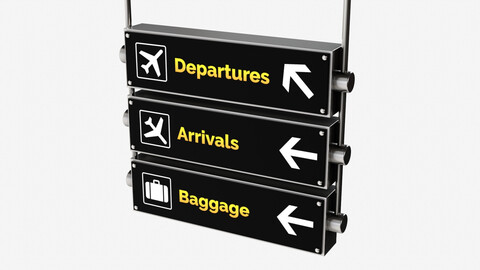 Airport Sign Board 002 Low-poly 3D model