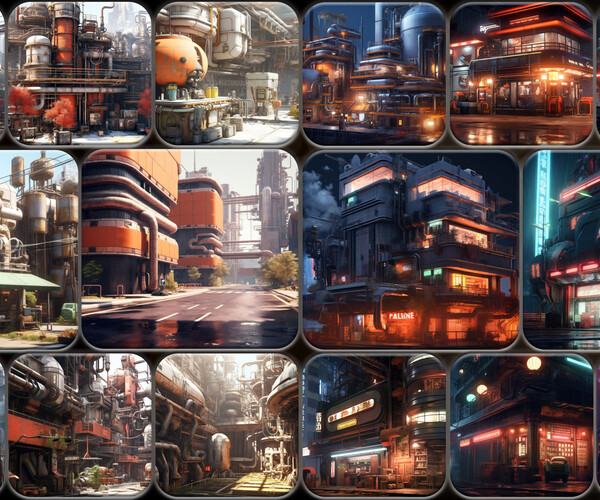 ArtStation - 220 Atompunk Architecture Reference Pack | 4K | v.85 ...