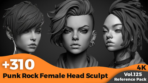 +310 Punk Rock Female Head Sculpt References(4k)