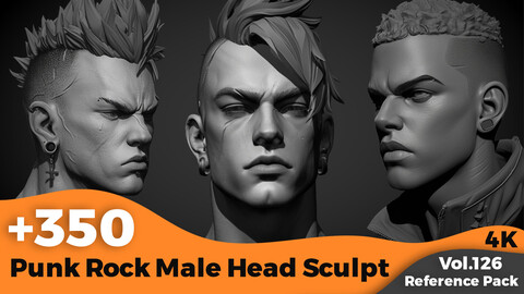 +350 Punk Rock Male Head Sculpt References(4k)