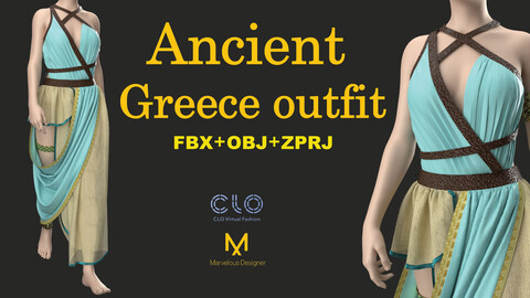 Ancient Greece outfit CLO3D, MD PROJECTS+OBJ+FBX