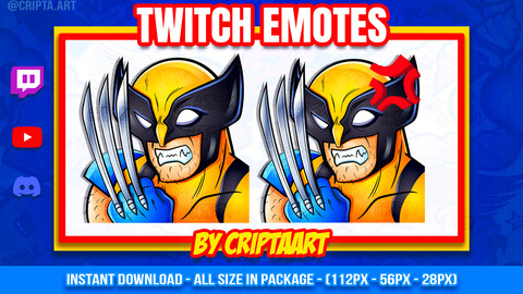 Wolverine Rage Twitch Emotes, X Men emoji, Angry, Logan, icons for stream, Discord, Kick, Youtube, Tiktok