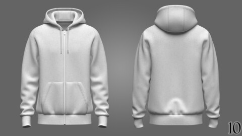 Mens Front Zip Hoodie 3D Model