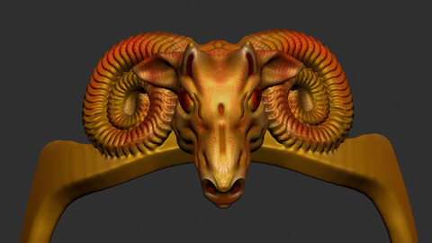 Ram Head Ring 3d Model