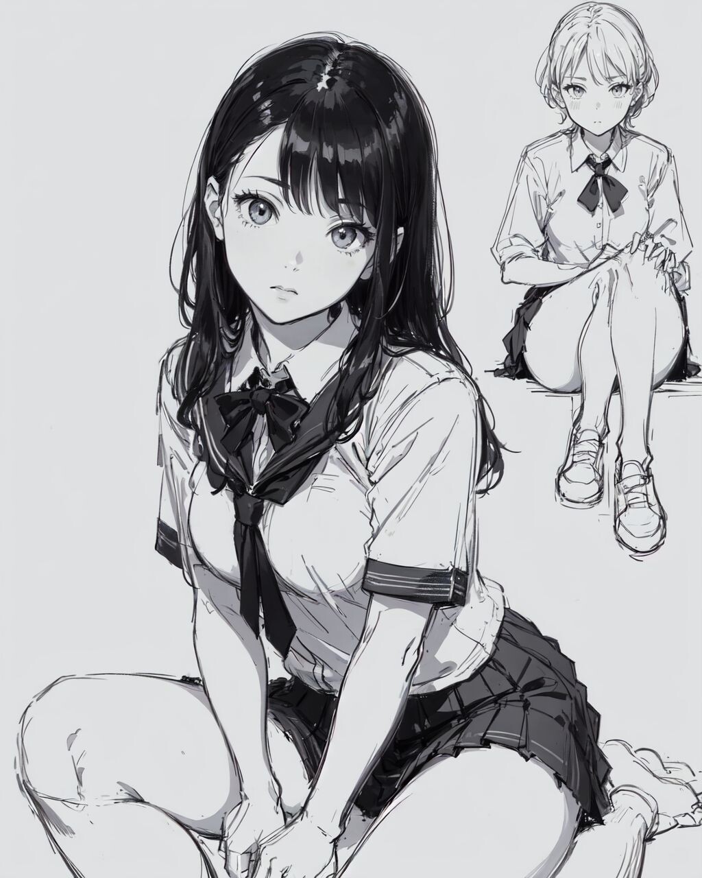 ArtStation - 297 Various Anime School girl Sketch Pose Characters ...