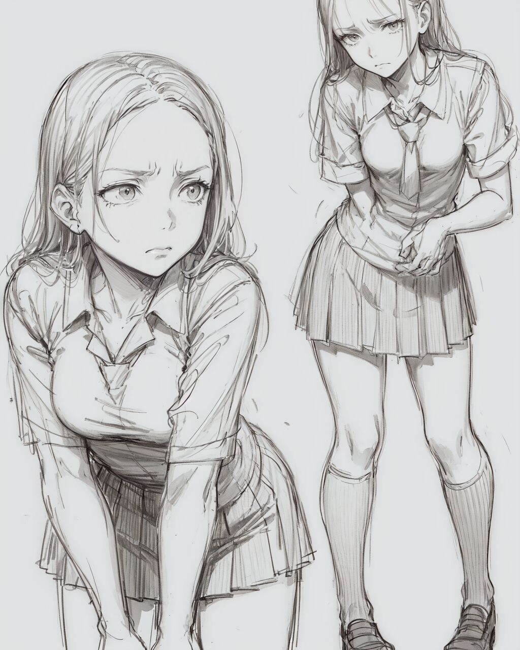 ArtStation - 297 Various Anime School girl Sketch Pose Characters ...