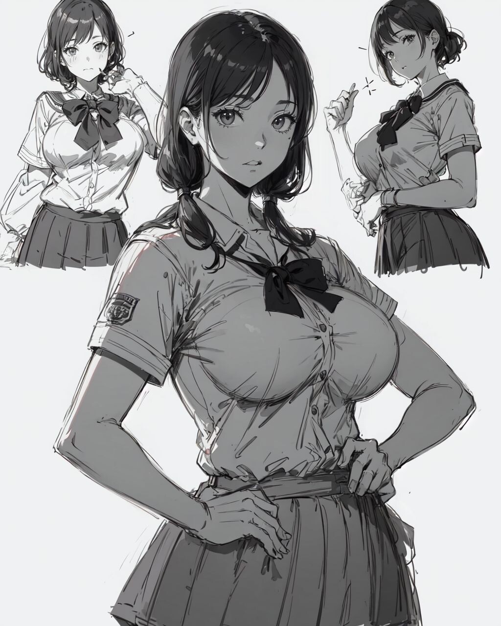 ArtStation - 297 Various Anime School girl Sketch Pose Characters ...