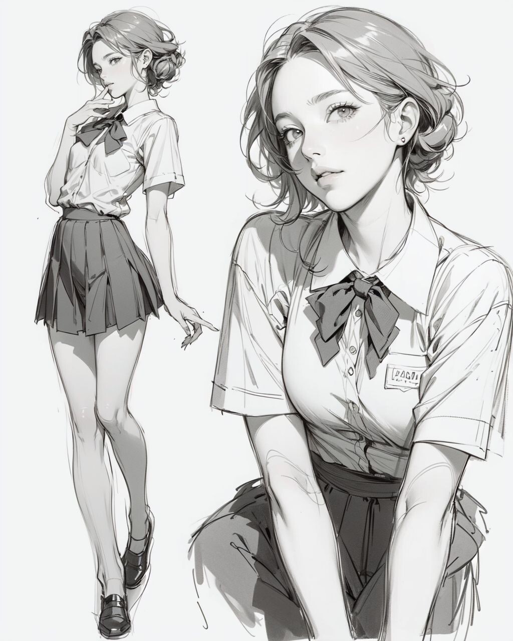 ArtStation - 297 Various Anime School girl Sketch Pose Characters ...