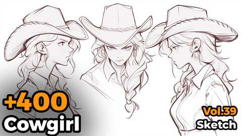 +400 Cowgirl Sketch Reference(4k)