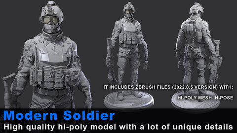 ZBrush Models: Modern Soldier - High Poly ZTL