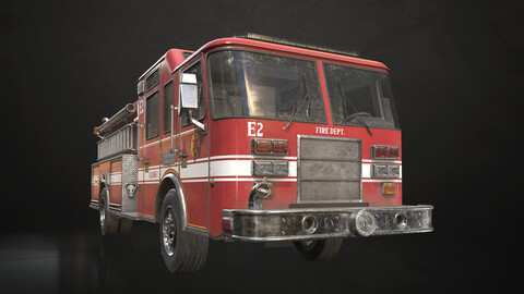 Fire Truck - Low Poly