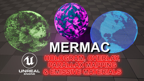 Mermac's Hologram, Overlay, Emissive & Parallax Materials Pack (UE)