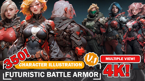 350 Futuristic Battle Armor - Diverse Character Reference Images and Designs Reference Art V1 4K