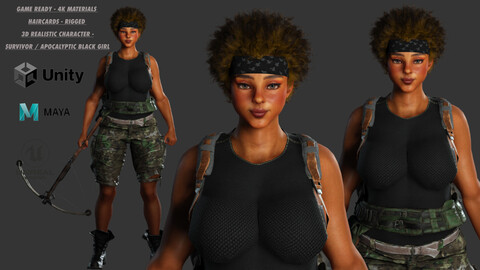 AAA 3D REALISTIC CHARACTER - AFRICAN GIRL SURVIVOR APOCALYPTIC 05