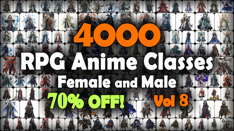 4000 RPG Anime Classes and Characters (Full Body) Reference Pack | MEGA Bundle | 4K | v.8