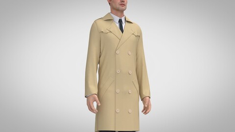 Trench Coat, Marvelous Designer, Clo3D, +fbx, obj