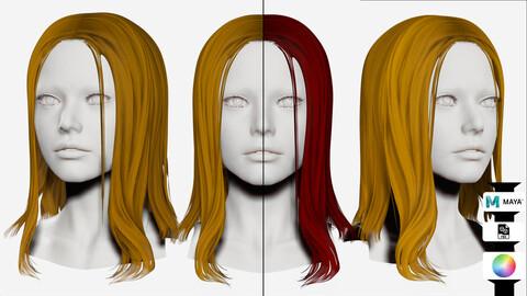 Female Straight Hair Low-poly