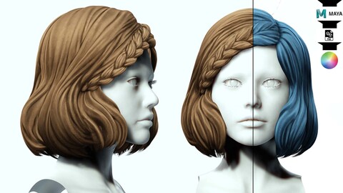 Female Hair - Bob Style Low-poly