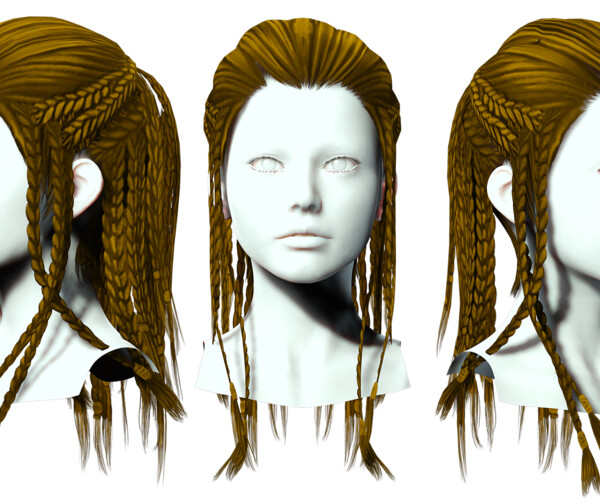 ArtStation - Female Dreadlocks Hair Low-poly | Game Assets