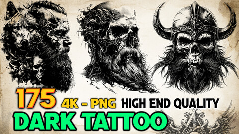 175 Dark and Horror Art Tattoo (PNG Files)-4K- High Quality