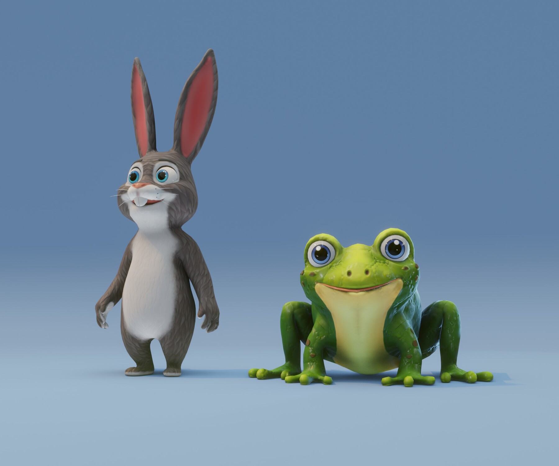 ArtStation - Froggy & Fluffy: Cartoon Animated Frog and Rabbit 3D Model ...