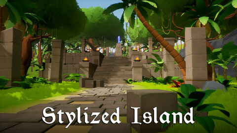 Stylized Tropical Island with Ruins - 3D Asset for Unity and Unreal Engine