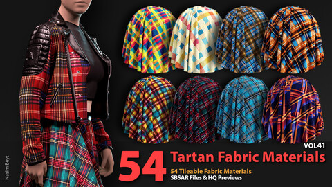 54 Tileable Tartan Fabric Materials-VOL41 SBSAR