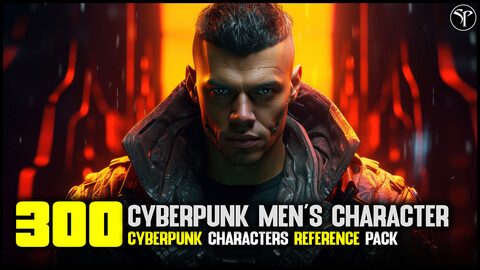 300 Cyberpunk Men's Character - 4K Reference Image Pack