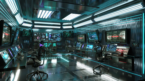 Sci Fi Interior Station Control Panel 3D model