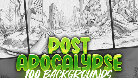 100 Procreate Post Apocalypses Backgrounds | Procreate Post Apocalyptic Landscape Stamps | Procreate Urban Ruins Backgrounds | Procreate Post-Apocalyptic Forests | Procreate Manga Backgrounds for Comic Books | Procreate Brush | Procreate Stamps