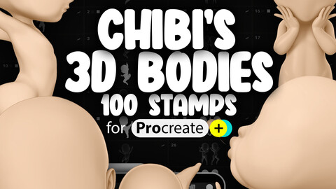 100 Procreate 3D Chibi Bodies Stamp Bushes | Procreate Chibi Poses Stamps | Procreate Anime Chibi Character Stamps | Procreate Chibi Reference Stamps | Procreate Chibi Mannequin Stamps Brushes | Procreate Dual Color Stamps | Procreate Kawaii