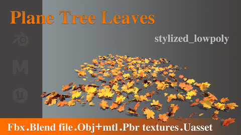 Stylized plane tree leaves-Game_Ready