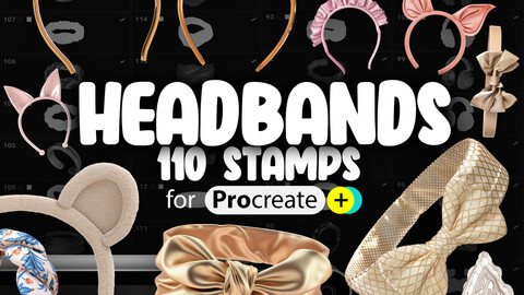 110 Procreate 3D Headbands Stamp Brushes | Procreate Headwear Stamps | Procreate Ears Headband Stamps | Procreate Fashion Headband Stamps | Procreate Horns Headband | Procreate Bandeau Stamps | Procreate Hair Ribbon Stamps