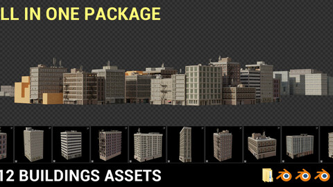 Buildings Asset Pack - 212 Assets (50 Buildings + 162 Modular)