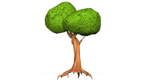 Cartoon Low Poly Tree 02