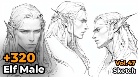 +320 Elf Male Sketch Reference(4k)