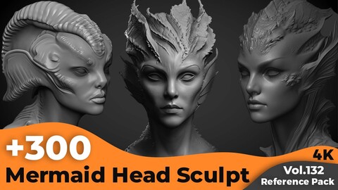 +300 Mermaid Head Sculpt References(4k)