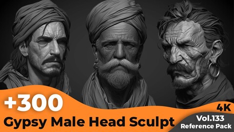 +300 Gypsy Male Head Sculpt References(4k)